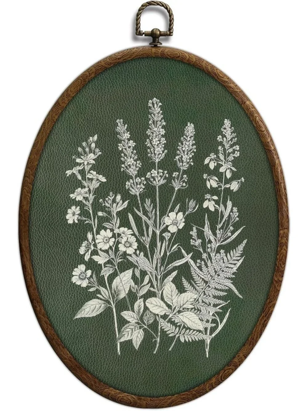 Floral Oval Wall Art - Dark Green Botanical Decor for Cottagecore Home & Living